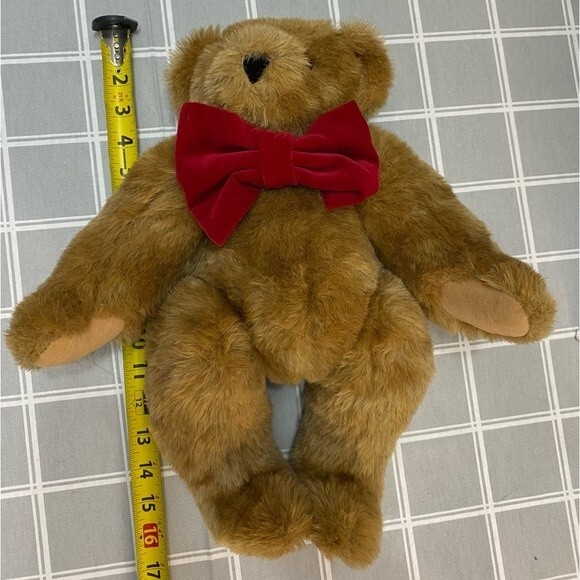 Authentic Vermont Teddy Bear Red Velvet Bow Handmade Valentine’s Day Birthday - Picture 8 of 8